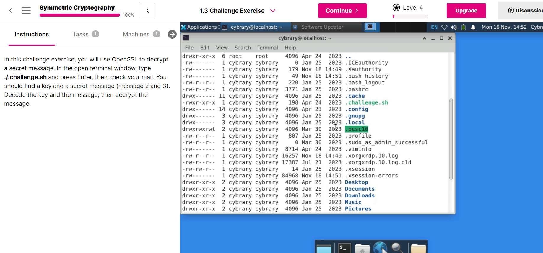 Symmetric Cryptography challenge lab - IT and Cybersecurity Foundations -  Cybrary