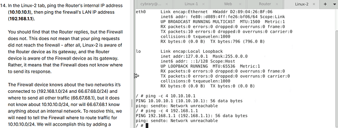 Linux2 pings unreachable networks