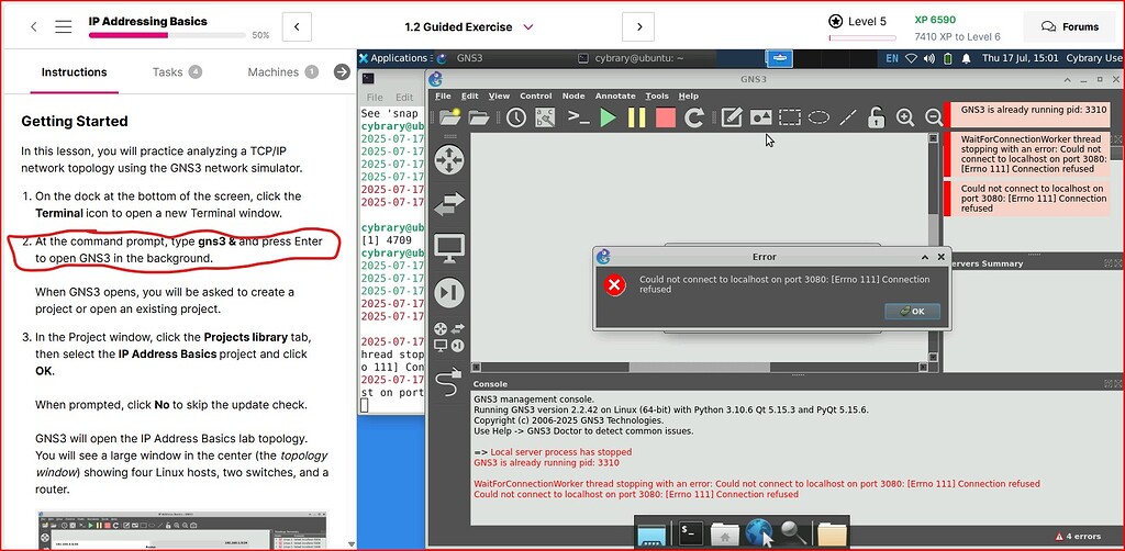 Issue in the Lab labled IP Addressing Basics 1.2 Guided Exercise...will ...